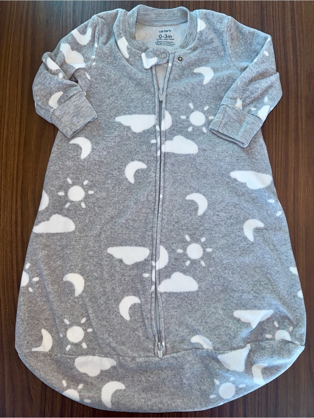 Carter's Gray Sleep Sack with White Cloud & Moon Print